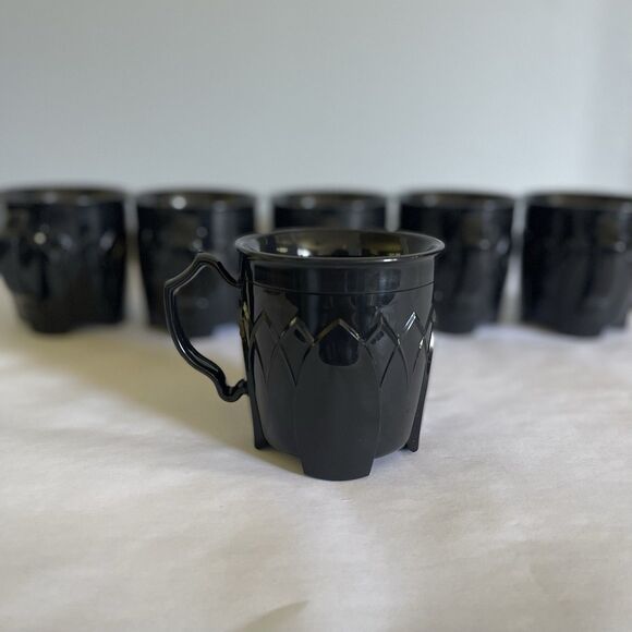 Set Of 6 Fenwick By Dinex Carlisle Black Insulated Coffee Mug Cups 8 Ounces - Picture 1 of 4